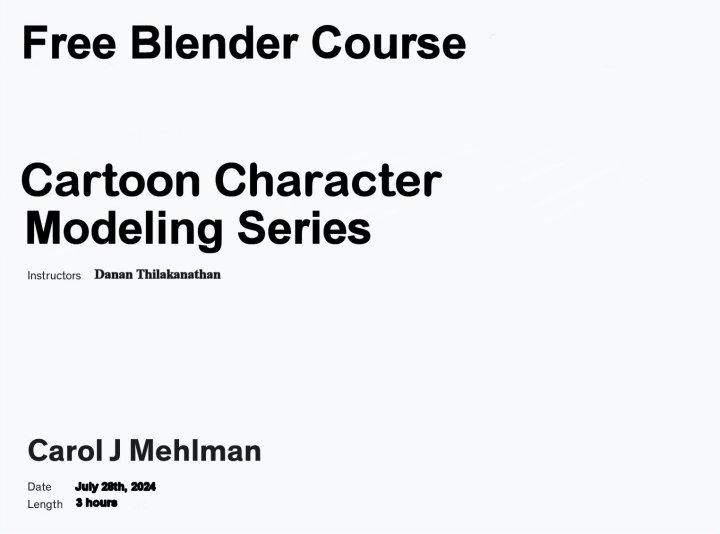 Free Blender Course Cartoon Character Modeling Series - Click to see results