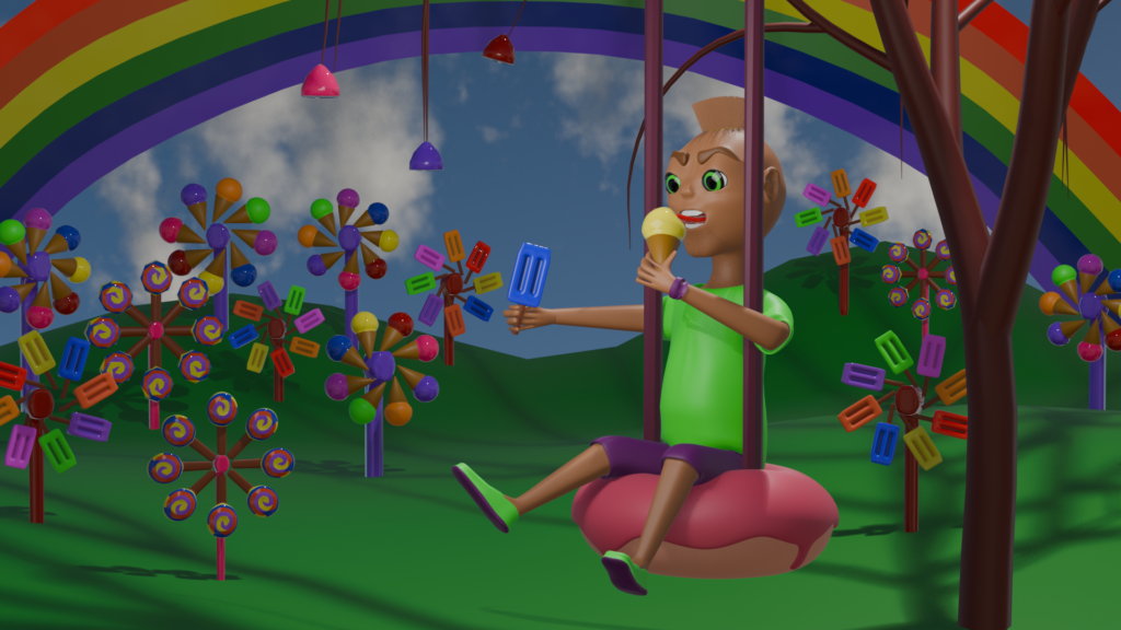 3D Boy Character and Sugar-Dreamland