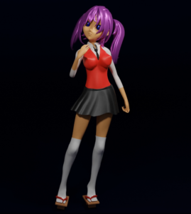 Animated, Female, Anime, 3D Character made in Blender
